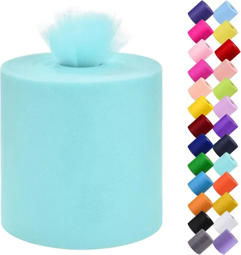 Miniatura 23 de Rollo de tela de tul, 6 pulgadas por 200 yardas (600 pies), carrete de tela de organza de tul para bricolaje, falda tutú, decoración de baby shower