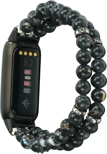 Miniatura 2 de Wongeto Compatible con correas Fitbit Luxe, pulsera elástica de perlas estirable de moda hecha a mano para mujeres, correa de reemplazo