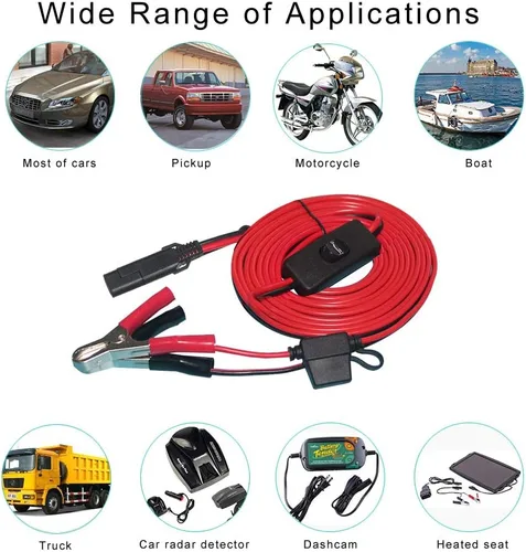 Miniatura 6 de SPARKING Clip de cocodrilo de batería de 10 pies y 12 V a SAE 2 pines, cable de desconexión rápida SAE a cable de sujeción de batería, fusible de 15