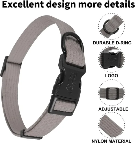 Miniatura 2 de lynxking Collar de perro suave acolchado transpirable de algodón sólido fuerte ajustable collar para mascotas para cachorros pequeños