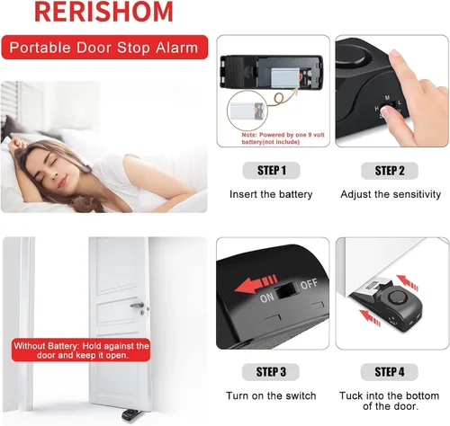 Miniatura 5 de AirBNB - Paquete de 4 cerraduras de puerta portátiles para viajes, cerraduras de puerta de hotel para seguridad de viajeros, dispositivos