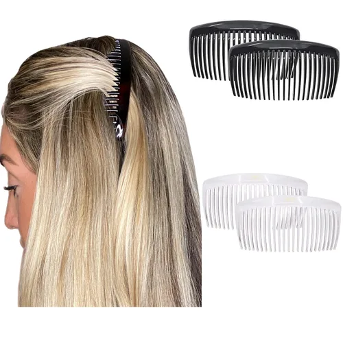 Miniatura 16 de Camila Paris CP3022 - Peines laterales franceses grandes, curvados, beige con torsión francesa para el cabello, decorativas, pinzas de sujeción