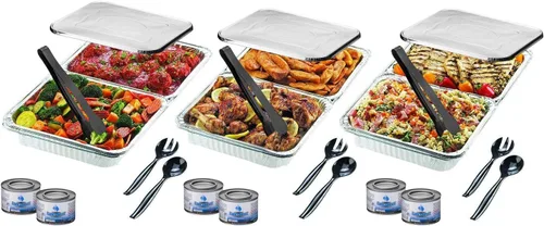 Juego de platos desechables para rozar, combo de chafer para servir buffet (30 piezas)
