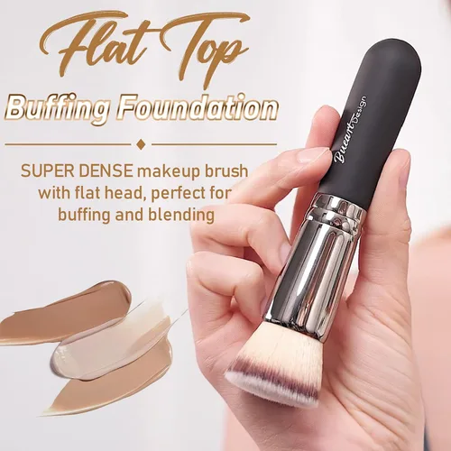 Miniatura 2 de Bueart Design Brocha de maquillaje para base de pulido de parte superior plana, ultra suave, densa, Kabuki, cepillo de maquillaje para líquido
