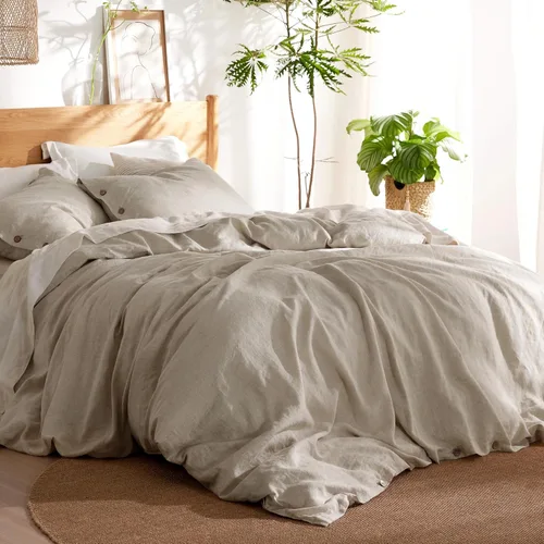 Miniatura 13 de Bedsure Funda de edredón de lino tamaño Queen – Juego de ropa de cama de mezcla de lino y algodón, suave y acogedor, 3 piezas, 1 funda de edredón