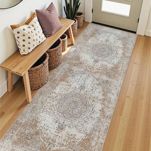 Miniatura 26 de jinchan Alfombra floral primaveral de 2 x 3 pies para entrada, alfombra desgastada lavable, de pelo corto, suave, pequeña, antideslizante, tapete