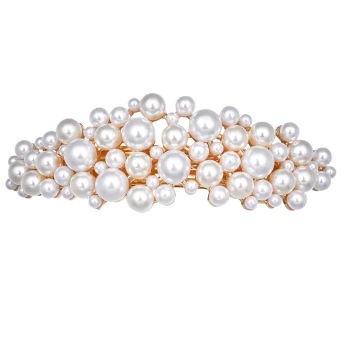 Miniatura 11 de Pasadores de pelo de perlas, pinzas de cristal para el cabello, diseño francés, para novia, diamantes de imitación, elegante soporte para cola