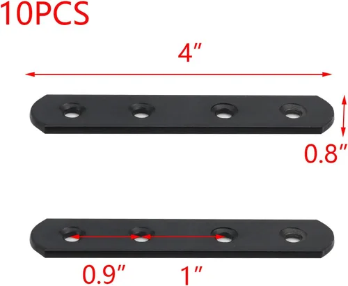 Miniatura 2 de T Tulead Soportes de metal de 4 agujeros rectos para espejo de tocador, soporte plano de 4 pulgadas de longitud, soporte de esquina 10 piezas