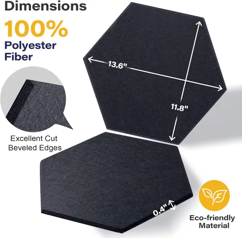 Miniatura 6 de Paneles acústicos, Magrowill, paquete de 12 paneles de pared insonorizados, paneles acústicos de alta densidad absorbentes de sonido