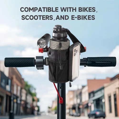 Miniatura 4 de Soporte para Botella de Agua de Bicicleta con Montura Se Ajusta a Motocicletas, Carrito de Bebé, Patinetas, Sillas de Ruedas Bolsa de Teléfono