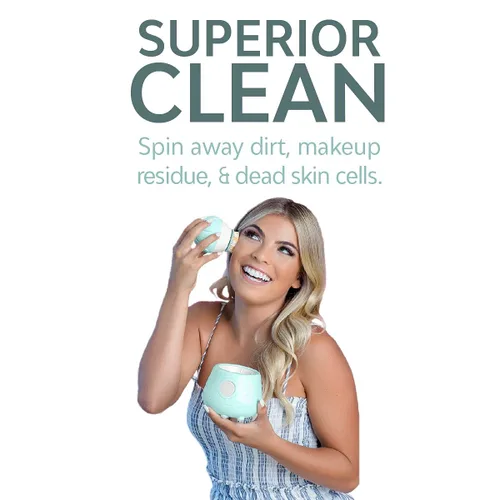 Miniatura 5 de Tao Clean Ona Diamond - Cepillo facial orbital y estación de limpieza, Robin's Egg Blue, cepillo eléctrico de limpieza facial con mango ergonómico