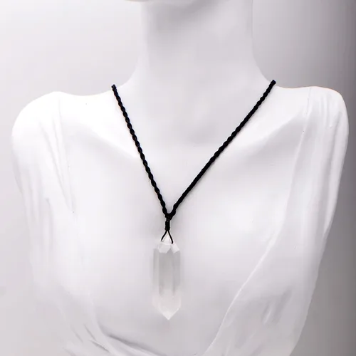 Miniatura 2 de Collar grande de cristal curativo de 2 pulgadas, colgante mineral natural con cordón ajustable