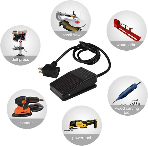 Miniatura 7 de Interruptor de pie, controlador de pedal accionado por pie, interruptor de alimentación, control de máquina de carpintería, cable de 5 pies