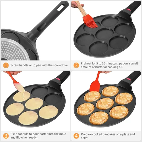 Miniatura 3 de Sartén para hacer panqueques antiadherente compatible con inducción, 10.5 pulgadas Mini sin adherencia de plata dólar parrilla Blini plancha