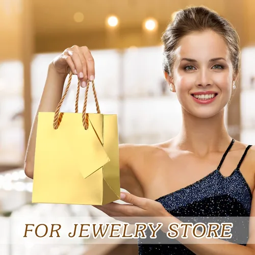 Miniatura 4 de Nuanchu 50 mini bolsas de regalo a granel, 4 bolsas de papel de 2.75 x 4.5 pulgadas con etiquetas de regalo, bolsas de papel metálico extra pequeñas