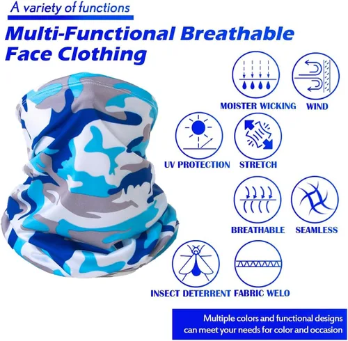 Miniatura 3 de Paquete de 6 polainas para el cuello, bufanda, cubrebocas, bandanas, protección solar, ciclismo, correr