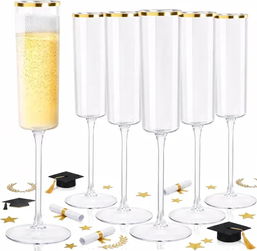 Miniatura 16 de Ciaell Paquete de 12 copas de vino de plástico transparente – Copas de vino desechables de 10 onzas con tallo para fiestas, bodas, piscina, aire