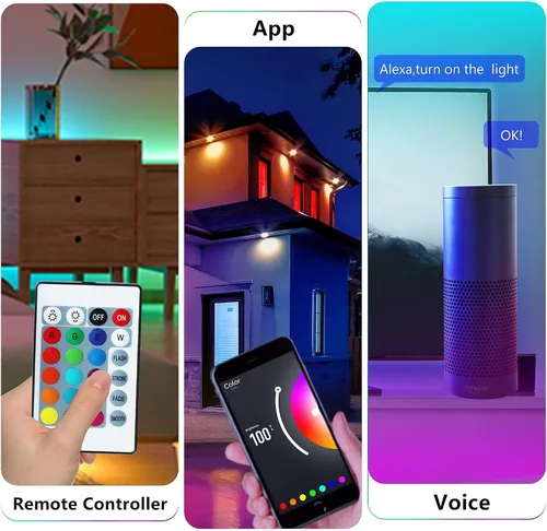 Miniatura 7 de GUPUP Tira de luces LED WiFi de 200 pies, compatible con Alexa y Google Assistant, 2 rollos de tira de luz LED RGB de 100 pies, cambio
