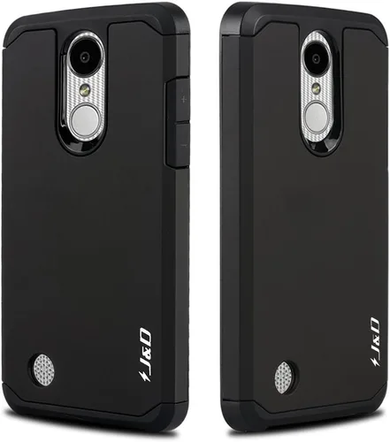 Miniatura 6 de J&D Funda protectora resistente de doble capa híbrida a prueba de golpes para LG Aristo/Phoenix 3/K8 2017/Fortune, funda protectora resistente, Negro
