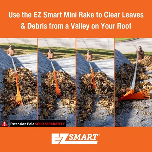 Miniatura 3 de EZ Smart Mini herramienta de limpieza de canalones de rastrillo accesorio de cabezal pivotante para canalones, techos y protectores de canalones, se