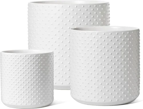 Miniatura 11 de LE TAUCI Macetas de cerámica para interiores, macetas de 10+8+6 pulgadas para plantas de interior, macetas para flores con puntos elevados
