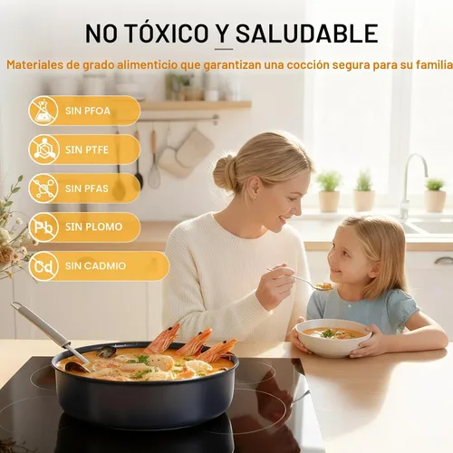 Miniatura 2 de Ammeloo Juego de 21 piezas de ollas y sartenes de cerámica antiadherentes con mangos desmontables y sartén para freír huevos, utensilios de cocina