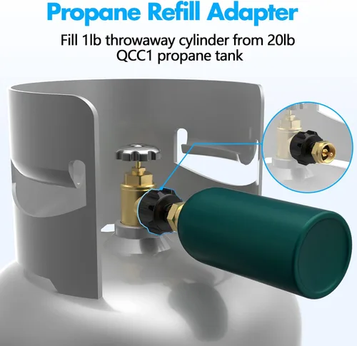 Miniatura 2 de Adaptador de Recarga de Propano para Tanques de 1 lb, Adaptador de Propano Llena 1lb desde 20lb, Acoplador de Tanque de Cilindro de Gas LP