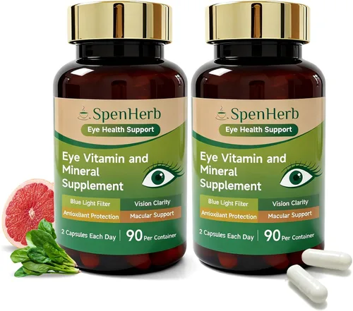 Suplemento de vitaminas y minerales para los ojos, apoyo para la visión, 90 cápsulas con luteína y zeaxantina, vitamina C E, zinc cobre, suplementos