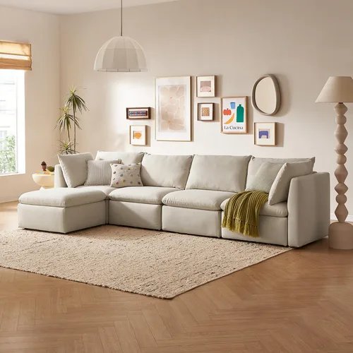 Miniatura 44 de mopio Sofá Seccional Modular de Gran Tamaño con Fundas Completamente Extraíbles y Almacenamiento, Convertible en Forma de U, en Forma de L