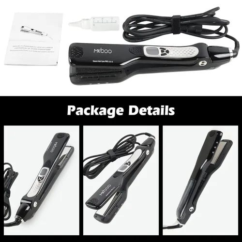 Miniatura 8 de Plancha de pelo con vapor, plancha plana de vapor de cerámica Nano Titanium profesional con peine extraíble+LCD digital+temperatura ajustable de 5