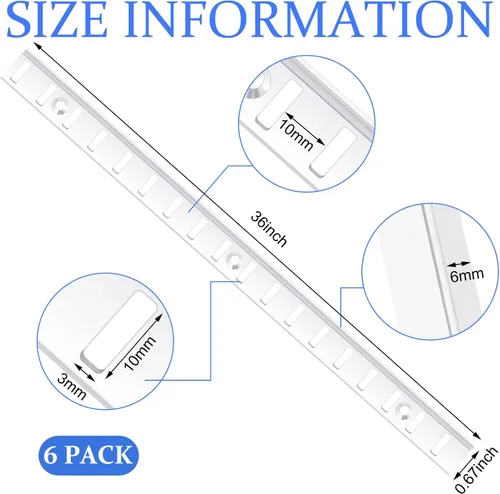 Miniatura 2 de Yaocom 6 piezas de 36 pulgadas para estantes de metal para montaje en mortaja, tiras de pilastra ajustables para sistema de estantería de pared