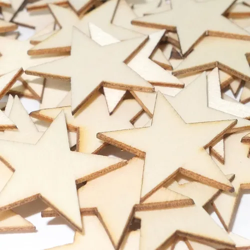 Miniatura 7 de HADDIY Estrellas pequeñas de madera de 1 pulgada para manualidades, 200 piezas de adornos de madera sin terminar para hacer banderas de madera