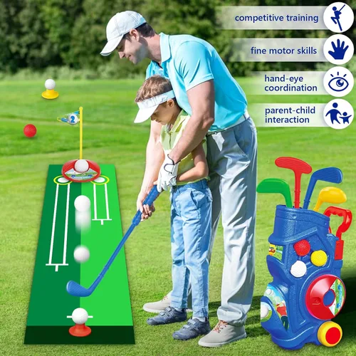 Miniatura 3 de Letapapa Juego de golf para niños pequeños, palos de golf mejorados para niños con alfombrilla de putting, juguetes para niños de 3, 4, 5+ años