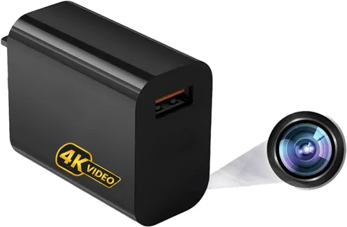 Cámara de carga USB, mini cámara de seguridad WiFi Full HD 4K, modo de grabación en espera de corte de energía, pequeña cámara de niñera inalámbrica
