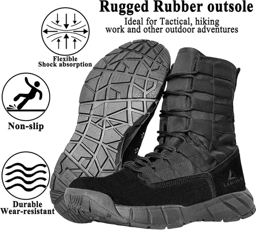 Miniatura 4 de Botas tácticas militares de combate ligeras para hombre. Botas de desierto al aire libre para senderismo, ejército, transpirables, con cremallera