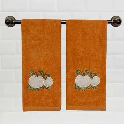 Miniatura 12 de Serfina Home Harvest - Toallas de mano para baño, diseño bordado de hojas de otoño grises y grises, 100% algodón, 16 x 25 pulgadas, juego de 2 piezas