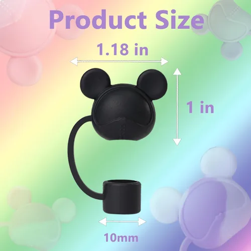 Miniatura 2 de 5 fundas de popote de oso negro compatibles con vasos Stanley de 30 y 40 onzas, reutilizables, bonitas puntas de popote de silicona, protectores