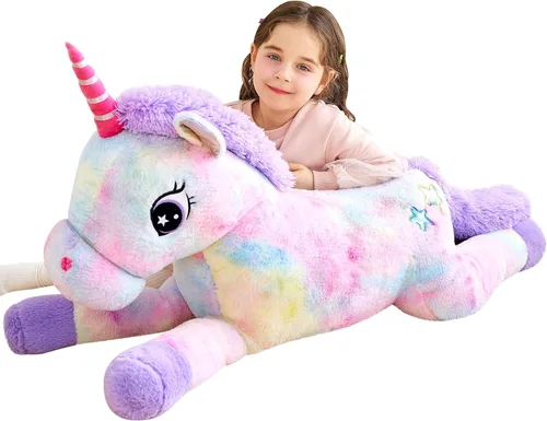 IKASA Juguete de peluche de unicornio gigante, juguetes suaves grandes y bonitos, enorme tamaño grande, esponjoso, de gran tamaño, regalos para