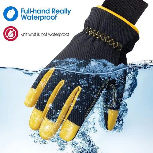 Miniatura 2 de Insulated Synthetic Leather Winter Work Gloves - 3M Thinsulate, Fleece-Lined, Water-Resistant