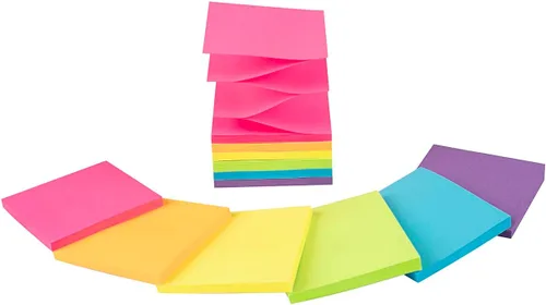 Miniatura 7 de Paquete de 12 notas adhesivas emergentes de 3 x 3 pulgadas, bloc de notas superadhesivas de colores brillantes, 6 colores, adhesivo fuerte