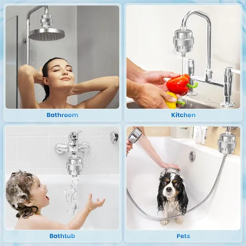 Miniatura 6 de Filtro de ducha de 30 etapas, filtro de ducha para agua dura, filtro de agua de ducha de alto rendimiento para eliminar metales pesados de fluoruro