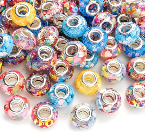 Miniatura 11 de 40 cuentas acrílicas de 0.315 x 0.591 in, cuentas focales para bolígrafos, cuentas planas de acrílico a granel, diamantes de imitación AB