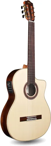 Cordoba GK Studio Negra Cutaway Flamenco Guitarra Acústica-Eléctrica de Cuerdas de Nailon, Serie Iberia