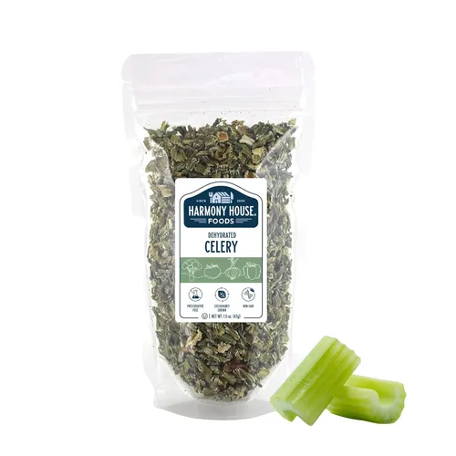 Harmony House Apio deshidratado, corte cruzado: verduras secas para cocinar, acampar, suministros de emergencia y más (1.5 onzas, bolsa con