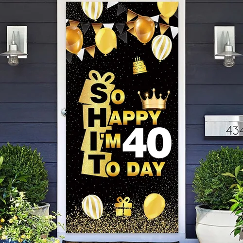 Miniatura 14 de So Happy I'M 13 Today - Pancarta de fondo de oro negro con corona de hallo decimotercera alegría a 13 años de edad, decoración temática para hombre