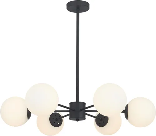 Miniatura 12 de KCO Lighting Modern - Lámpara de araña Sputnik de 6 luces con globo de vidrio transparente, lámpara colgante de techo ajustable de mediados de 6