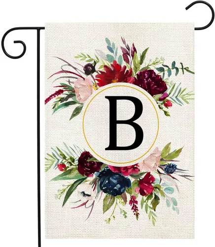 Miniatura 9 de Banderas de jardín con monograma de letra P, bandera de jardín de verano de 12 x 18 pulgadas, banderas florales de doble cara para patio, bandera