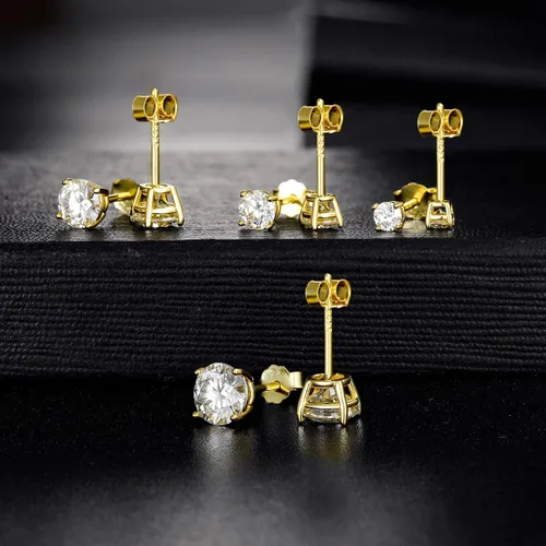 Miniatura 4 de MDFUN Juego de aretes de tuerca de moissanita de plata de ley S925, 4 puntas, redondos, de moissanita, paquete múltiple