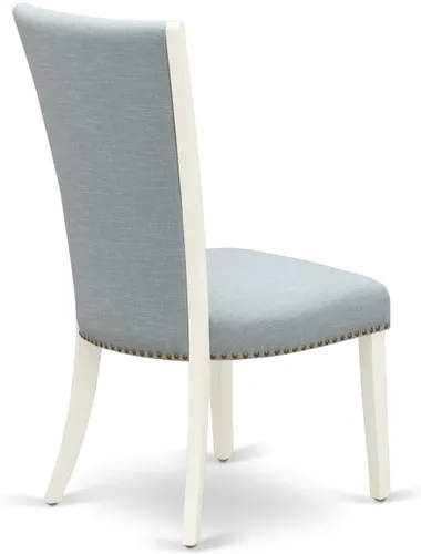 Miniatura 8 de East West Furniture HLVE3-LWH-15 - Juego de mesa y sillas de cocina de 3 piezas contiene una mesa redonda de comedor con pedestal y 2 sillas Parson
