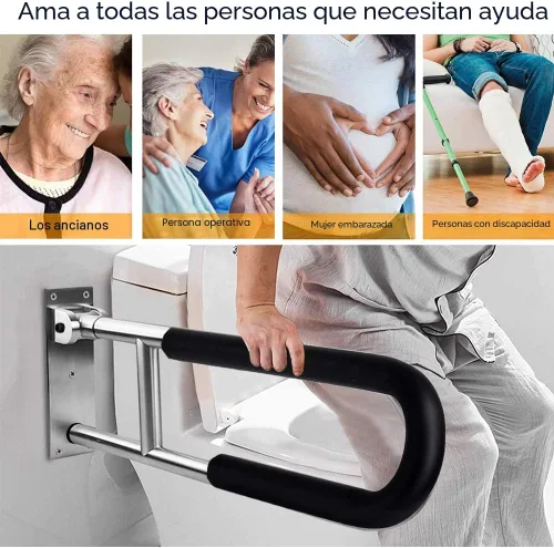 Miniatura 8 de Barras de agarre para discapacitados, pasamanos de inodoro de 23.6 pulgadas, barra de seguridad para baño, barandilla de soporte de mano, accesorios